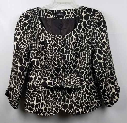 Isabella Jacke Kragenlos Animal Print Braun Beige Druckknöpfe Gefüttert Schnalle Gr. 14 - Bild 1 von 8