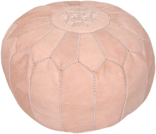Moroccan Handmade Unstuffed Leather Embroidered Pouffe Poufs Stool Round - Picture 60 of 66