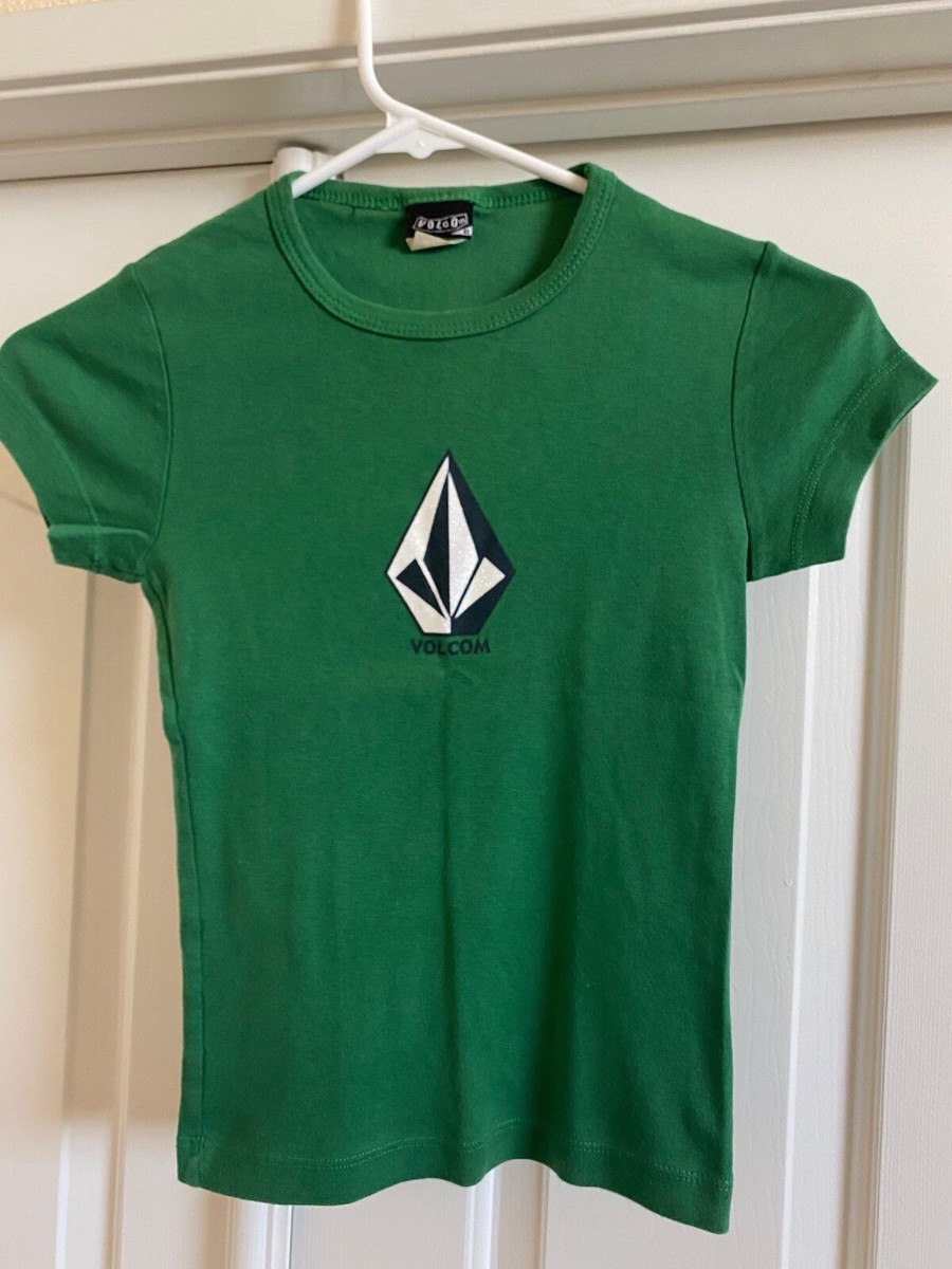 Vintage Womens Volcom Green Tshirt XS Made in USA 2000 Y2K | eBay
