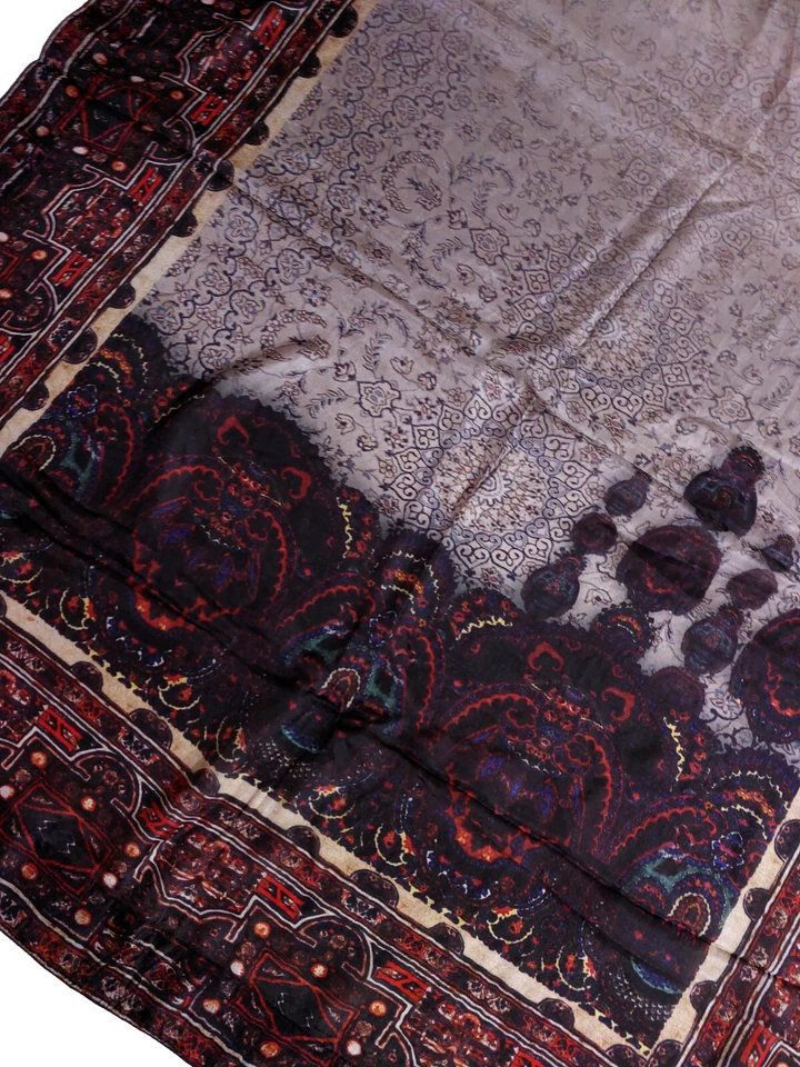 Bufanda étnica Dupatta de seda satinada estampada india vintage, envoltura boho | Ligera Foto 4 de 4