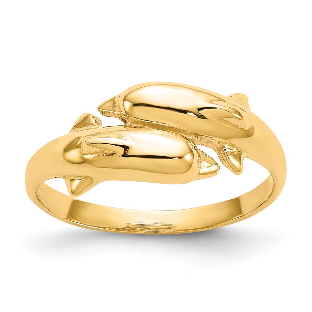10k Yellow Gold Double Dolphin Ring For Womens Size 6 | eBay