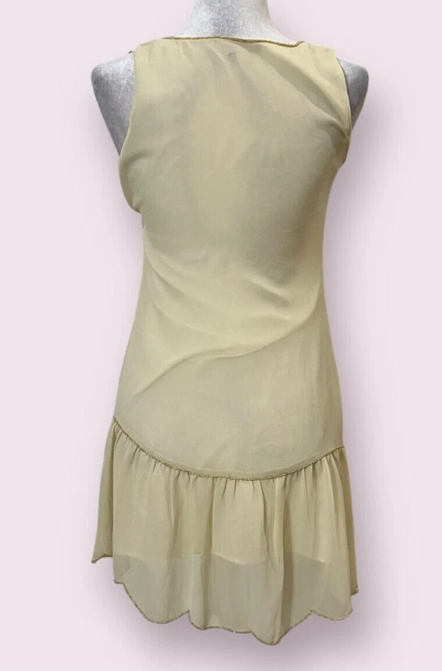 Vestido Frock and Volantes Cuentas Aleta Estilo Años 20 Desnudo Golg Talla 4 Arte Gatsby EE. UU. Foto 2 de 4