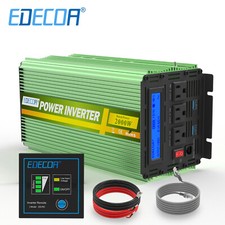 EDECOA 2000W 4000W Power Inverter 12V dc to 110V 120V ac LCD Cables Remote RV
