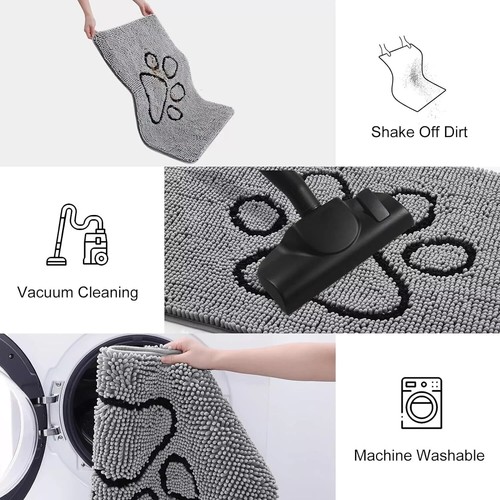 Dog Door Mat for Muddy Paws, Absorbent Dirt Trapper Non-Slip Washable Mat, Quick - Picture 6 of 14