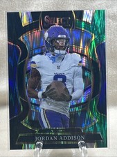 Jordan Addison #65 Concourse Black Green Shock 2025 Panini Select Vikings