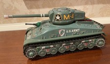 Vintage 1970's Taiyo Japan Tino Litho M-4 Sherman Tank  Bump and Go  