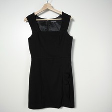Express Women’s 4. Black Sleeveless Square Neck Shift Dress W/Ruffle Accent