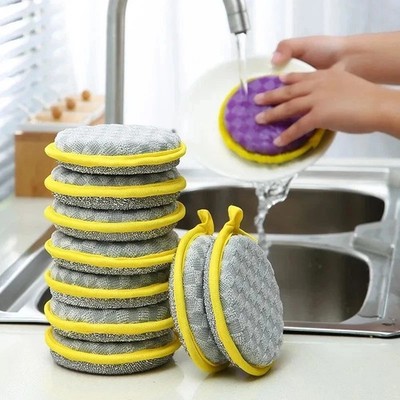 10pcs Double-Sided Scouring Pads Dish Pan Washing Sponge Kitchen Cleaning Tool