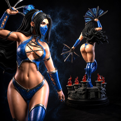 Kitana Mortal Kombat Sexy Figure V2! Printed 16k Res! HandPainted or Unpainted!