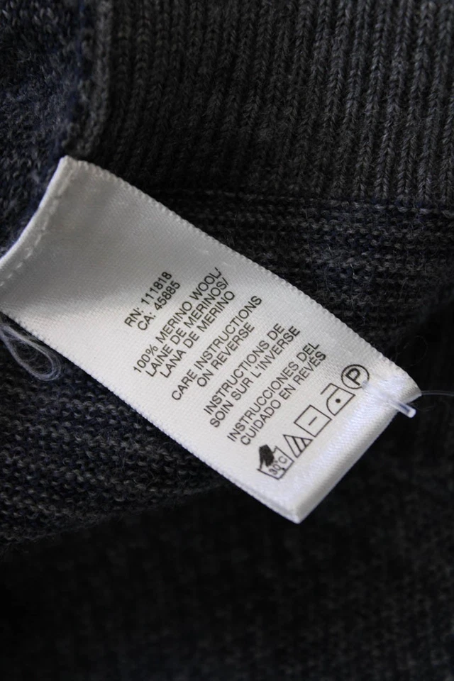 Cárdigan Suéter Michael Kors Para Hombres Botón Frontal Cuello en V Gris Azul Marino Lana Mediano Foto 4 de 4