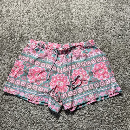 Vineyard Vines Damen rosa Leinenmischung Shorts Medium Paisley Blumenmuster