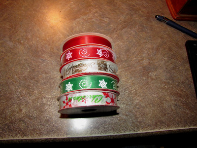 Lot of 4 New Christmas House Narrow 5/8'' x 108'' Silky Ribbon Christmas Snowflake