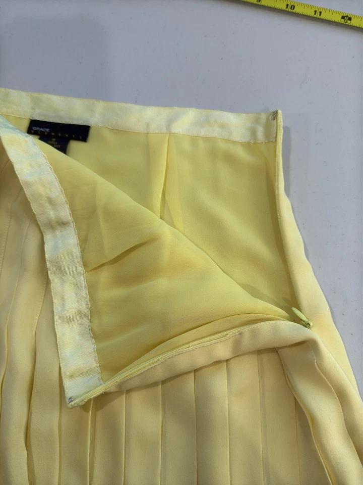 Falda Grace Elements Mujer 8 Amarilla Seda Plisada Midi Pastel Casa Clásica Foto 3 de 4