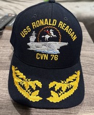 USS Ronald Reagan CVN 76 Adjustable Ball Cap Made In USA Navy Blue