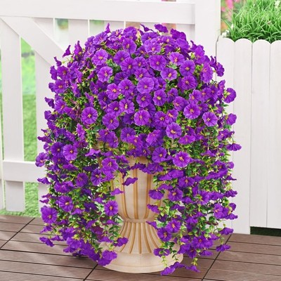 MARTINE MALL 2 Pcs Look Real Artificial Flowers for Outdoors, 2 Pcs, Purple