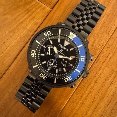 Seiko Prospex SBDL045 Solaruhr Chronograph Diver Tuna Can schwarzes Zifferblatt