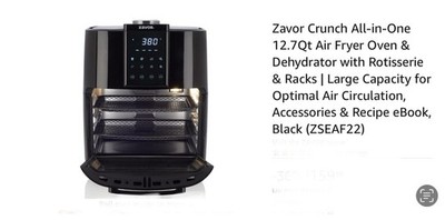 Zavor Crunch All In One 12.7 Qt Air Fryer/Oven/Dehydrator, ZSEAF22, Brand New