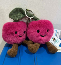 NWT Jellycat Amuseables Cherries Bag Charm Plush Keychain Cute Gift Collectible