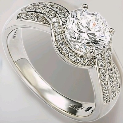 SUZY LEVIAN Sterling Silver White CZ Engagement Ring Size 9 NWT