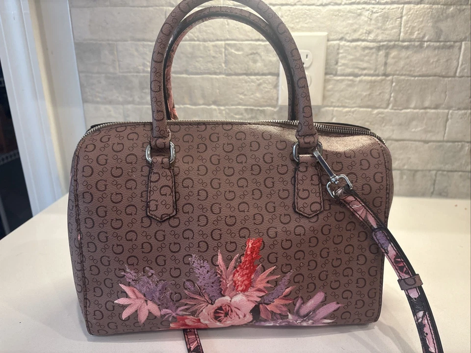 Guess Asheville Rose Floral Satchel Handbag With Cross Body Strap Foto 3 de 4