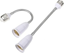 E27 Flexible Light Socket Extender/Adjustable Bulb Extender for Home white