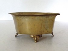 Messing Jardiniere Blumen&uuml;bertopf Pflanztopf eckig Vintage 21 x 15 x 10 cm