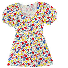RIXO x‎ Target Dress White Floral Babydoll Linen Short Puff Sleeve Fit & Flare 6