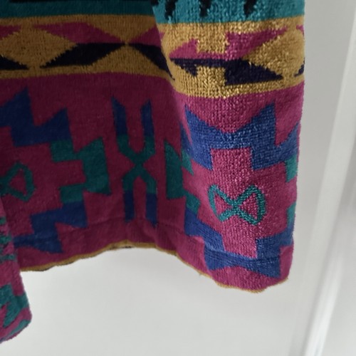 Vintage 90s TJ Lawford Colorful Southwestern Terry Robe Unisex Size Medium Aztec - Picture 8 of 16