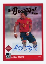 2021-22 Adama Traore Panini Donruss Red Spain Autographed Soccer Card 5/10