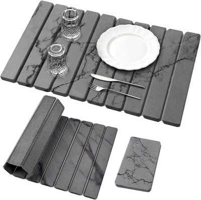 2 PCS Large Stone Dish Drying Mat for Kitchen Counter, Quick Dry Stone Dishes