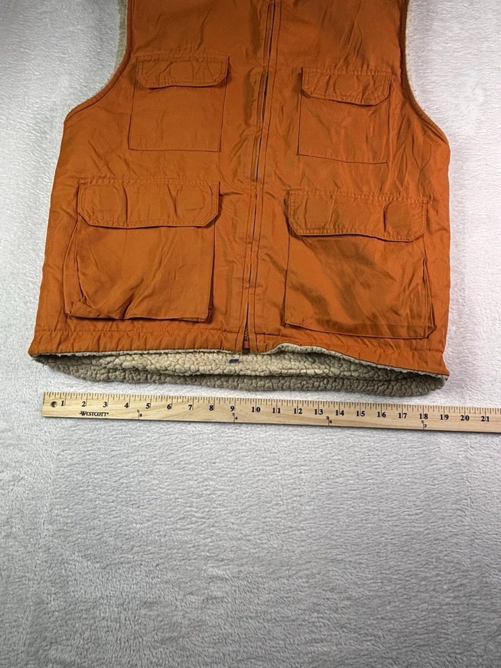 Antiguo Chaleco Azul Marino Niños Talla 12 Naranja Brillante Chaleco Interior Polar Juvenil Chaleco Exterior Foto 4 de 4