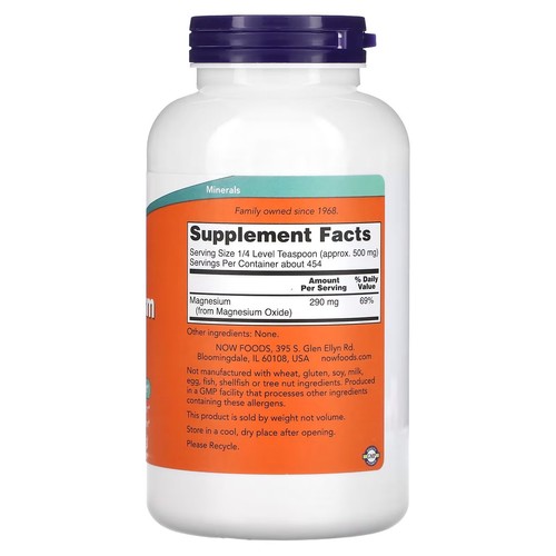 NOW FOODS Magnesiumoxid Pulver (Unterstützung des Nervensystems) 8 Unzen (227g) - Bild 2 von 3