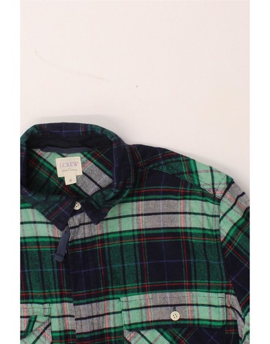 J. CREW Mens Flannel Shirt Small Green Check Cotton SD04 - 第 3/3 張圖片