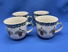 Vintage Folk Craft PineCone Tienshan Coffee Cups Mugs Set of 4
