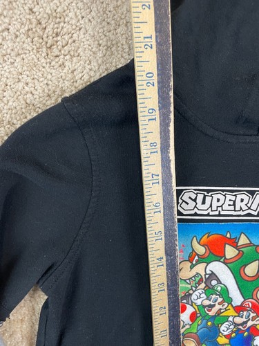 Super Mario Hoodie Youth Boys Medium Stretch Graphic Print Pullover Black - Picture 7 of 14