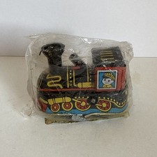 Vintage Tin Toy Wind Up Train Locomotive Engine Made in India Tin Litho 1950s