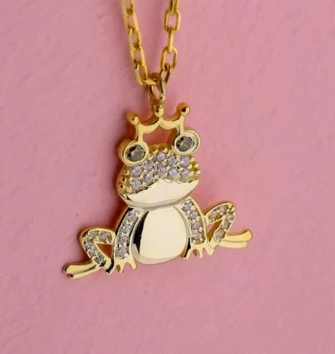 2 Ct Round Cut Simulated Peridot Fancy Frog Shape Pendant 14k Yellow Gold Plated - Image 2 of 4