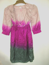 Pink, Cerise Grey Silk Mini Dress 8 Lipsy, floaty short sleeve, ombre colour
