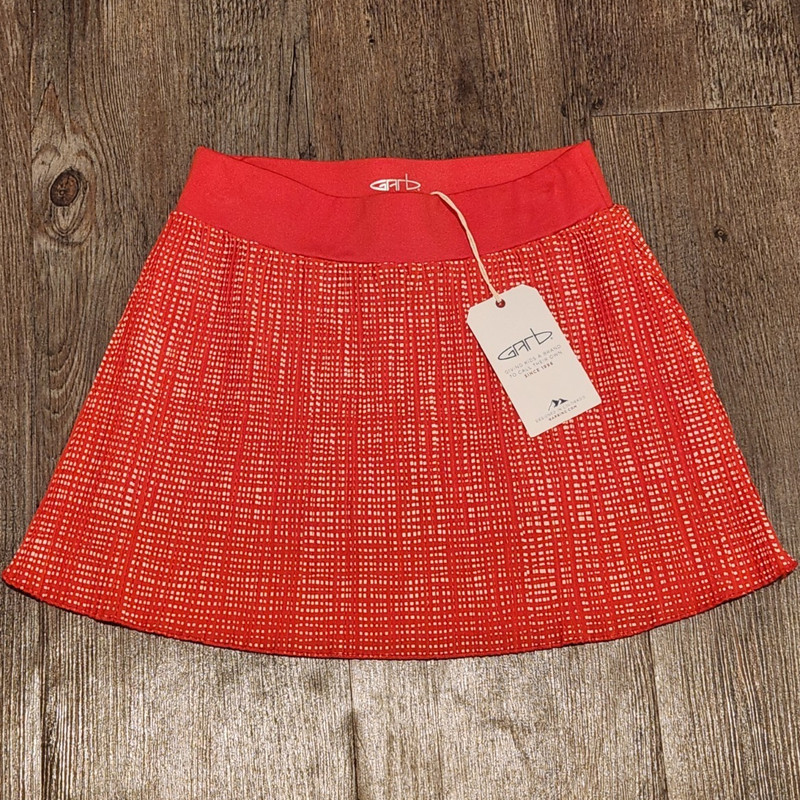 GarB UPF 50+ Girls Golf Skort Pleated Red/White Geometric L 9-10 403506