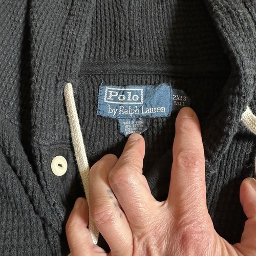 Polo Ralph Lauren 2XL Pullover Térmico Alto Negro Ligero Tejido Waffle Sudadera con Capucha - Imagen 3 de 12