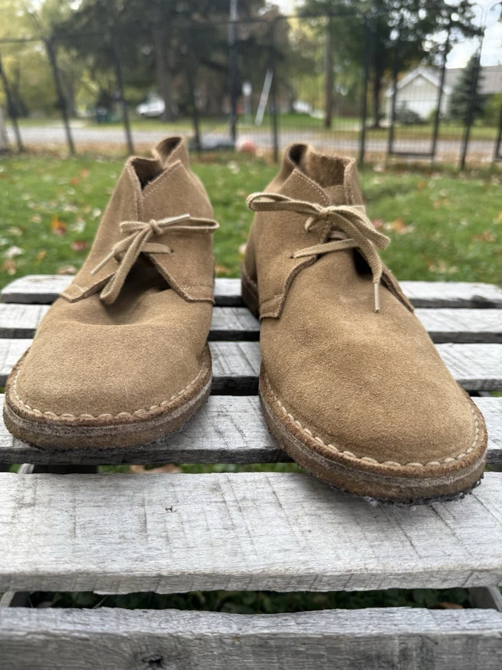 Botas J.Crew feitas na Itália camurça deserto chukka bronzeado crepe sola tamanho 13 qualidade - Imagem 2 de 4