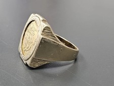 22ct Half Sovereign Gold Coin Ring 9ct Mount 14.4g Size X Men's Heavy Gold Ring