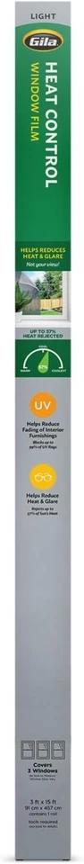 Película adhesiva gris claro para ventana - Control de calor - 3 pies x 15 pies Foto 4 de 4