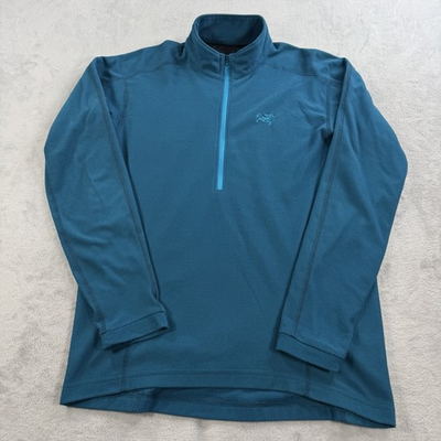 #ad Arc#x27;teryx Delta Half Zip Fleece Pullover Mens M Polartec Blue Long Sleeve Grid $69.90