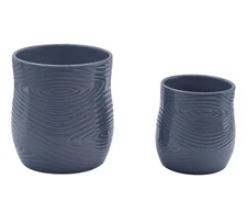 Temp-tations Woodland Set of (2) 1-qt and 2-qt Utensil Crocks Slate Blue Kitchen