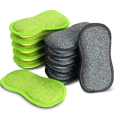 12 Pack MultiPurpose Scrub Sponges for Kitchen by NonScratch Microfiber Spong...