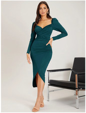 Women's Solid Wrap Bodycon Dress XS/6