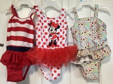 Lot Of 3 18 Months Baby Girl Swimsuits Bathing Suits Disney Minnie Cat  Jack
