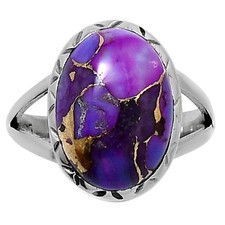 Premium Copper Purple Turquoise 925 Sterling Silver Ring s.6 Jewelry R-1074