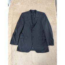 Canali Pinstrip Suit Jacket Blazer Men size 48 Black Made in Italy 100% Wool